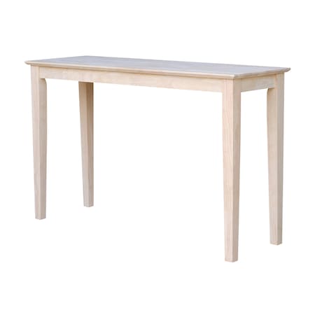 International Concepts Rectangle Shaker Console Table Standard Length, 48 W, 16 L, 30 in H, Wood, Unfinished OT-9S